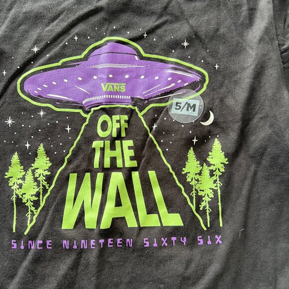 NEW Boys 5 Vans Alien Glow in the dark Off the Wall Graphic Shirt Halloween - Picture 2 of 3